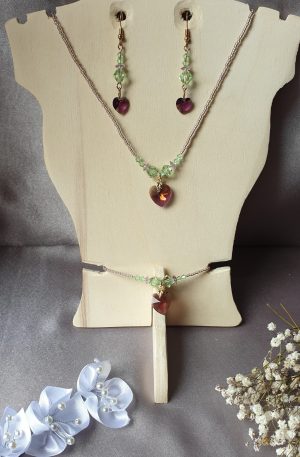 Parure coeurs en purs cristaux
