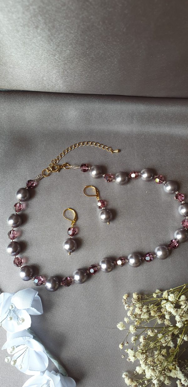 Parure en perles de pur cristal et cristal nacré