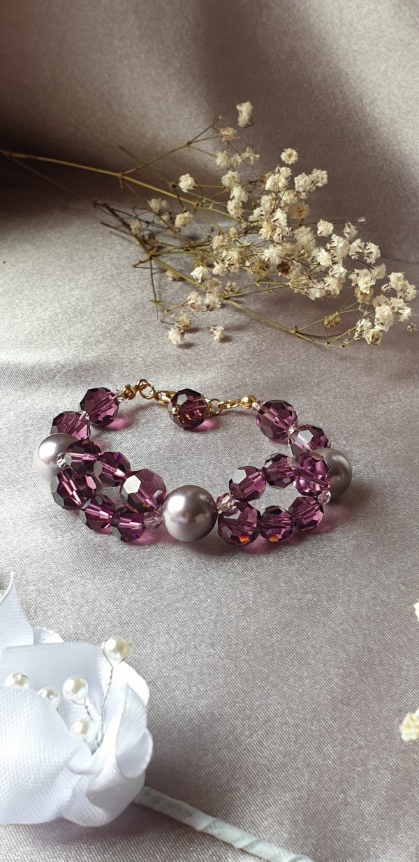Bracelet en perles de pur cristal et cristal nacré
