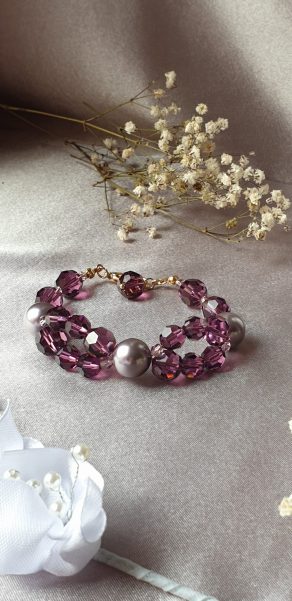 Bracelet en perles de pur cristal et cristal nacré