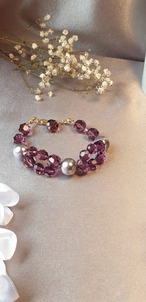 Bracelet en perles de pur cristal et cristal nacré