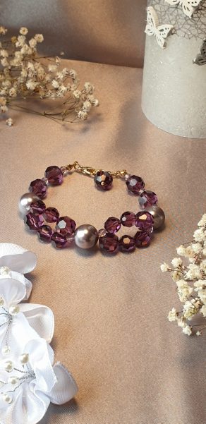 Bracelet en perles de pur cristal et cristal nacré