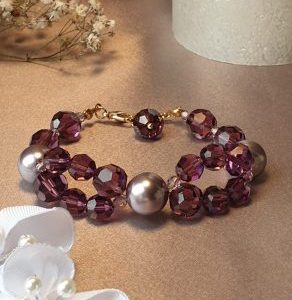 Bracelet en perles de pur cristal et cristal nacré