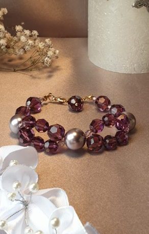 Bracelet en perles de pur cristal et cristal nacré