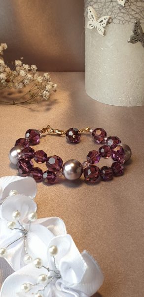 Bracelet en perles de pur cristal et cristal nacré