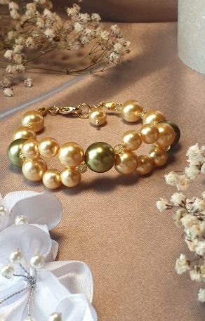 Bracelet en perles de pur cristal et cristal nacré