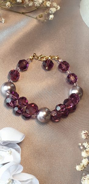 Bracelet en perles de pur cristal et cristal nacré