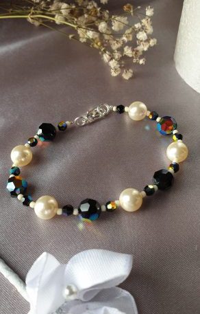 Bracelet en perles de pur cristal et cristal nacré