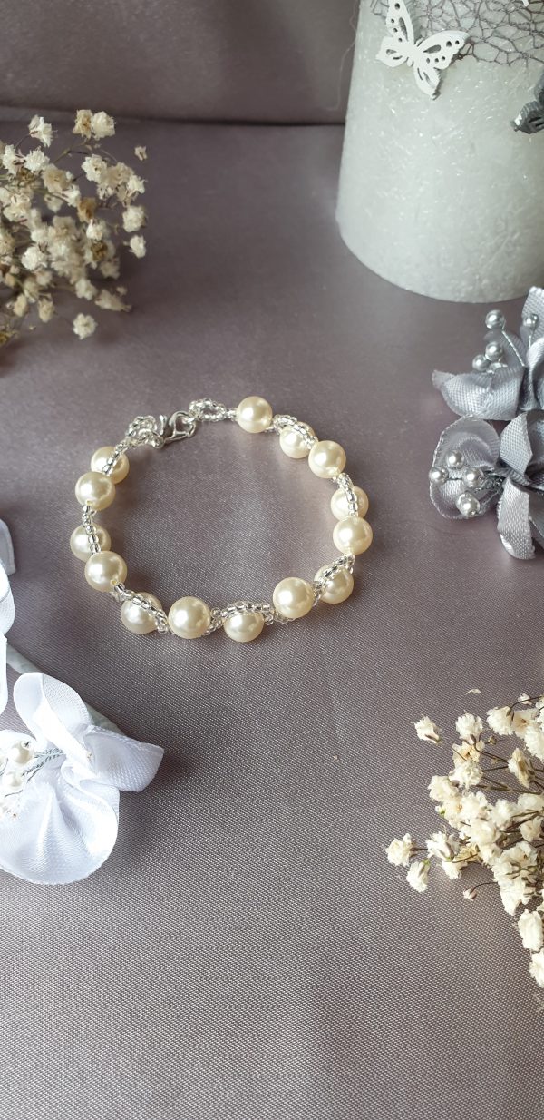 Bracelet en perles de cristal nacré et rocailles calibrées