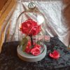 Rose en satin sous cloche en verre