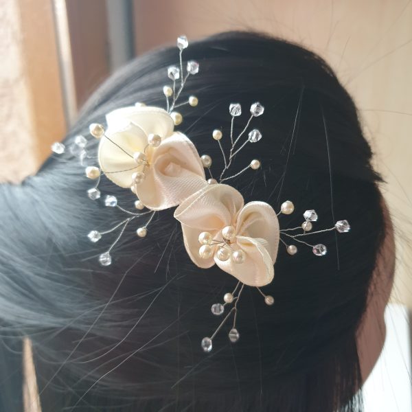 Peigne de mariée en satin et perles