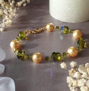 Bracelet en perles de pur cristal et cristal nacré