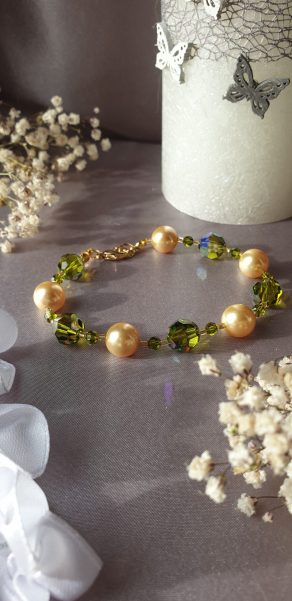 Bracelet en perles de pur cristal et cristal nacré