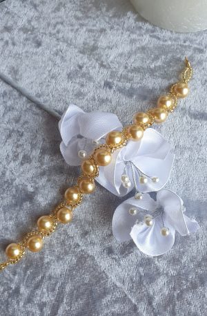 Bracelet en perles de cristal nacré et rocailles calibrées