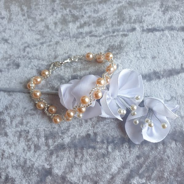 Bracelet en perles de cristal nacré et rocailles calibrées