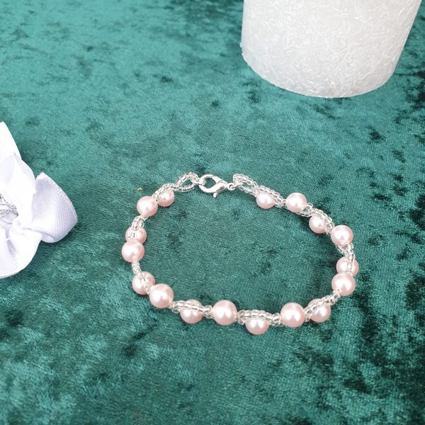 Bracelet en perles de cristal nacré et rocailles calibrées