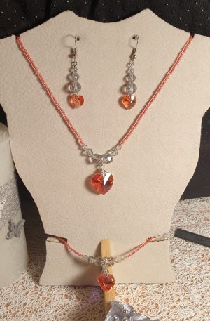 Parure coeurs en purs cristaux
