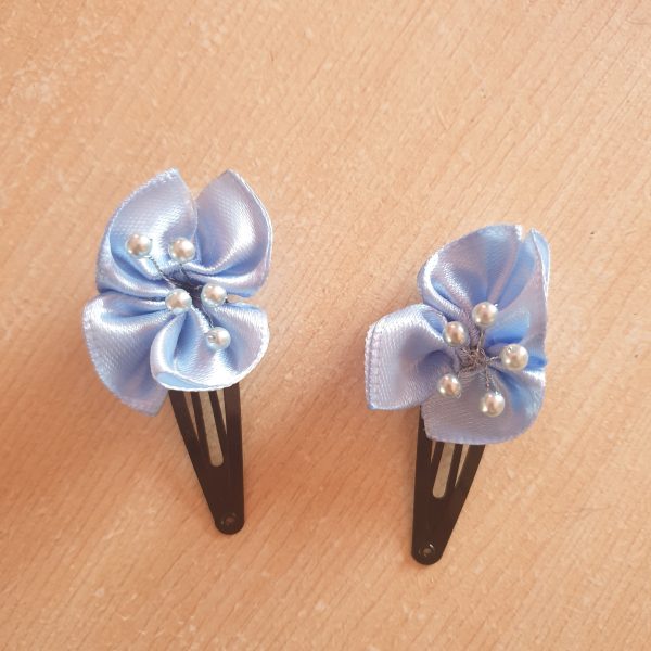 Pinces clip en satin et perles