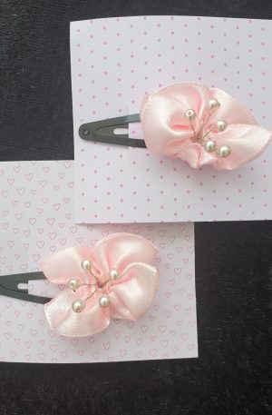 Pinces clip en satin et perles