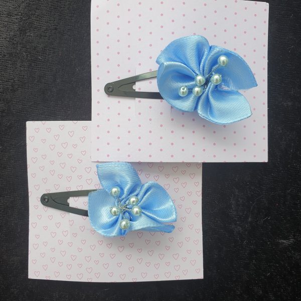 Pinces clip en satin et perles