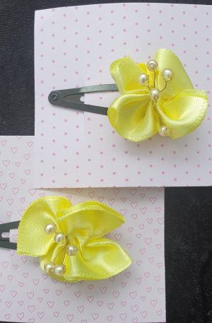 Pinces clip en satin et perles