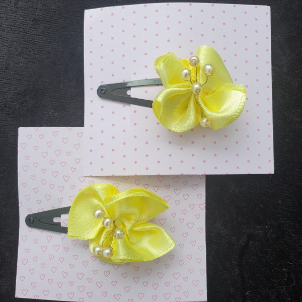 Pinces clip en satin et perles