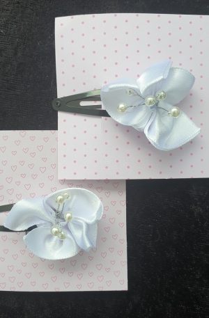 Pinces clip en satin et perles