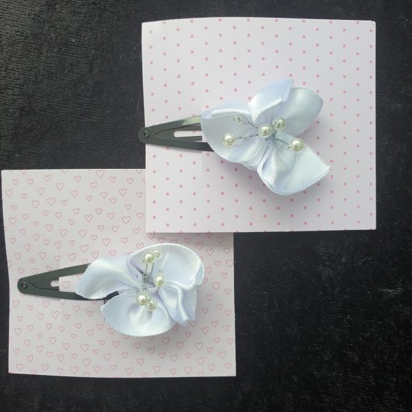Pinces clip en satin et perles