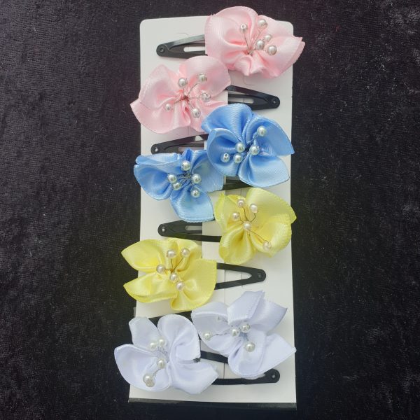 Pinces clip en satin et perles