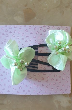 Pinces clip en satin et perles