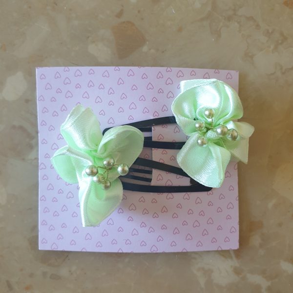 Pinces clip en satin et perles