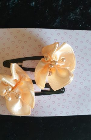 Pinces clip en satin et perles