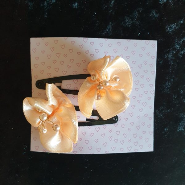 Pinces clip en satin et perles
