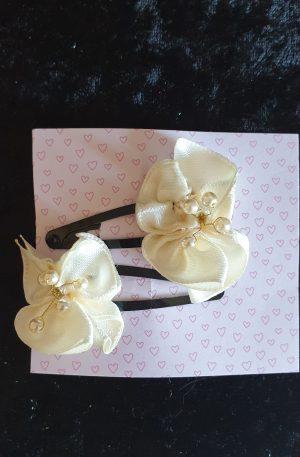 Pinces clip en satin et perles