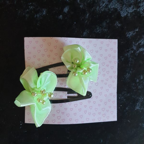 Pinces clip en satin et perles