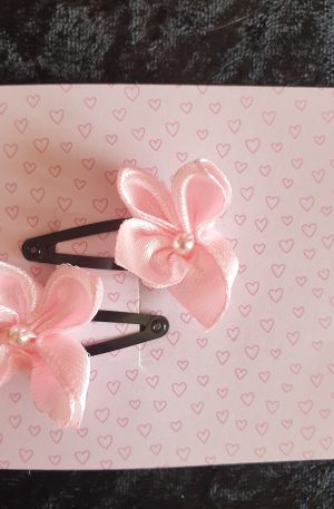 Pinces clip en satin et perles