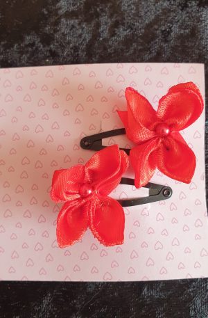 Pinces clip en satin et perles