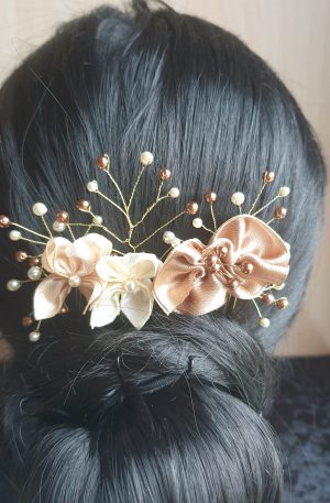 Peigne de mariée en satin et perles